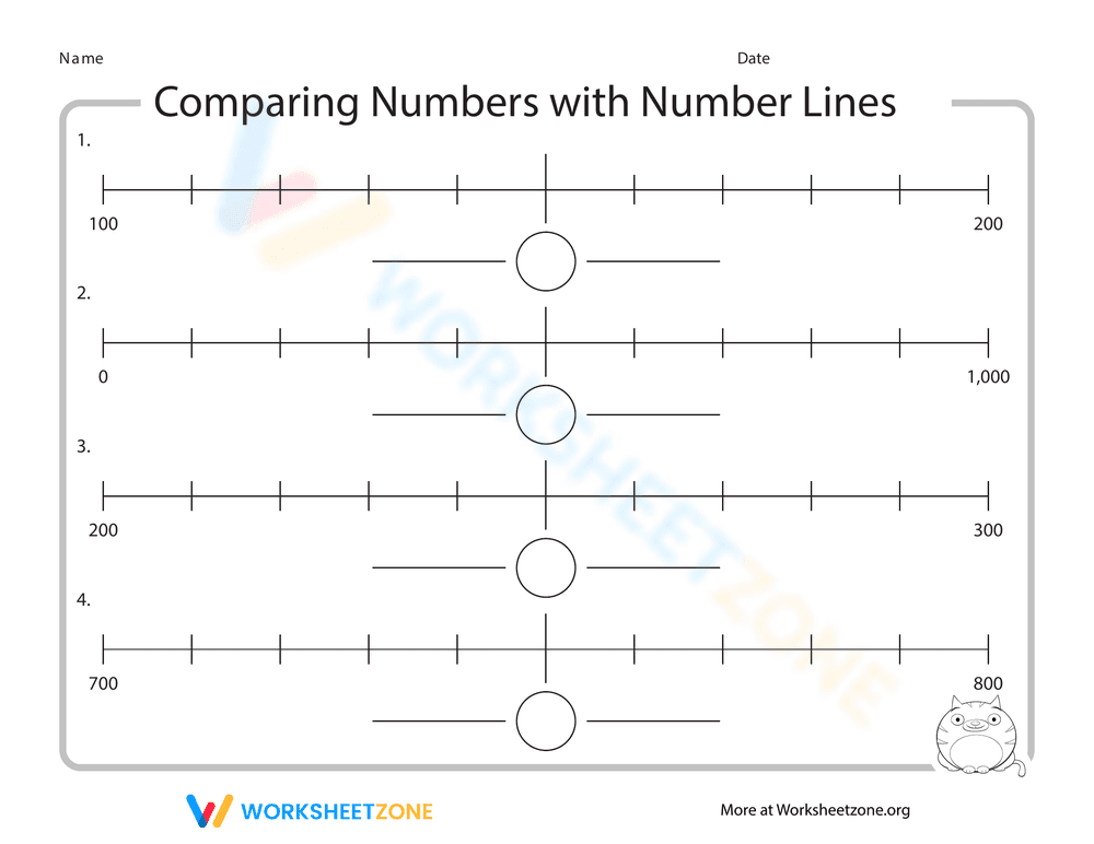 Comparing Numbers with Number Lines - Page 1
