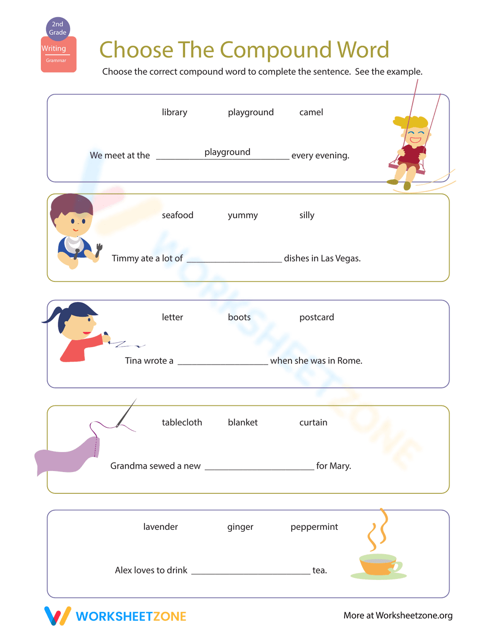 Grip Grammar: Compound Words 5 Worksheet - Page 1