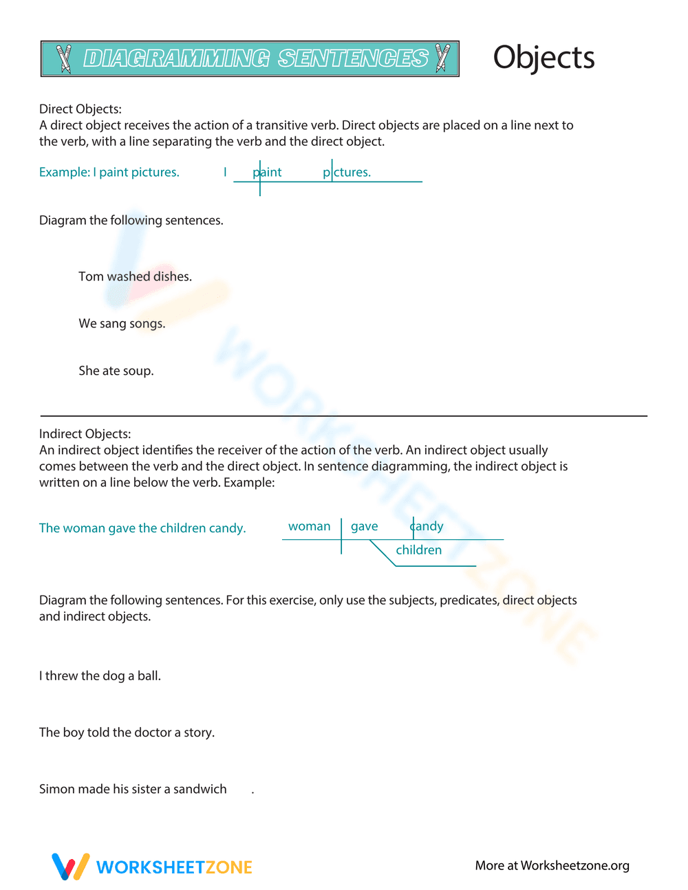 Sentence Diagramming Practice - Page 1