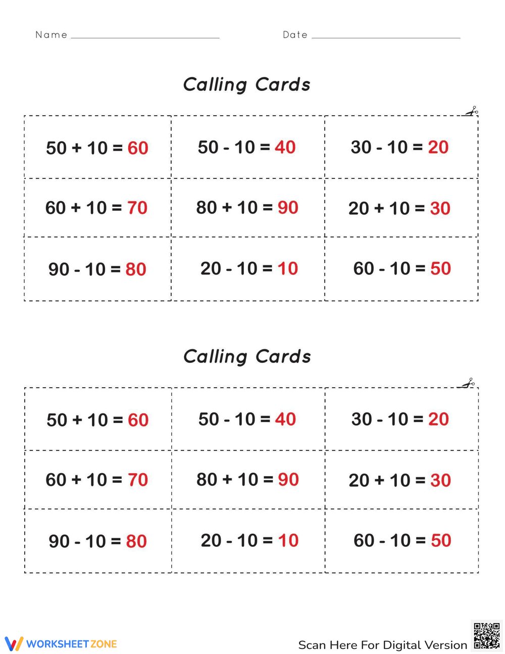 Mental Math Bingo Worksheet - Page 3