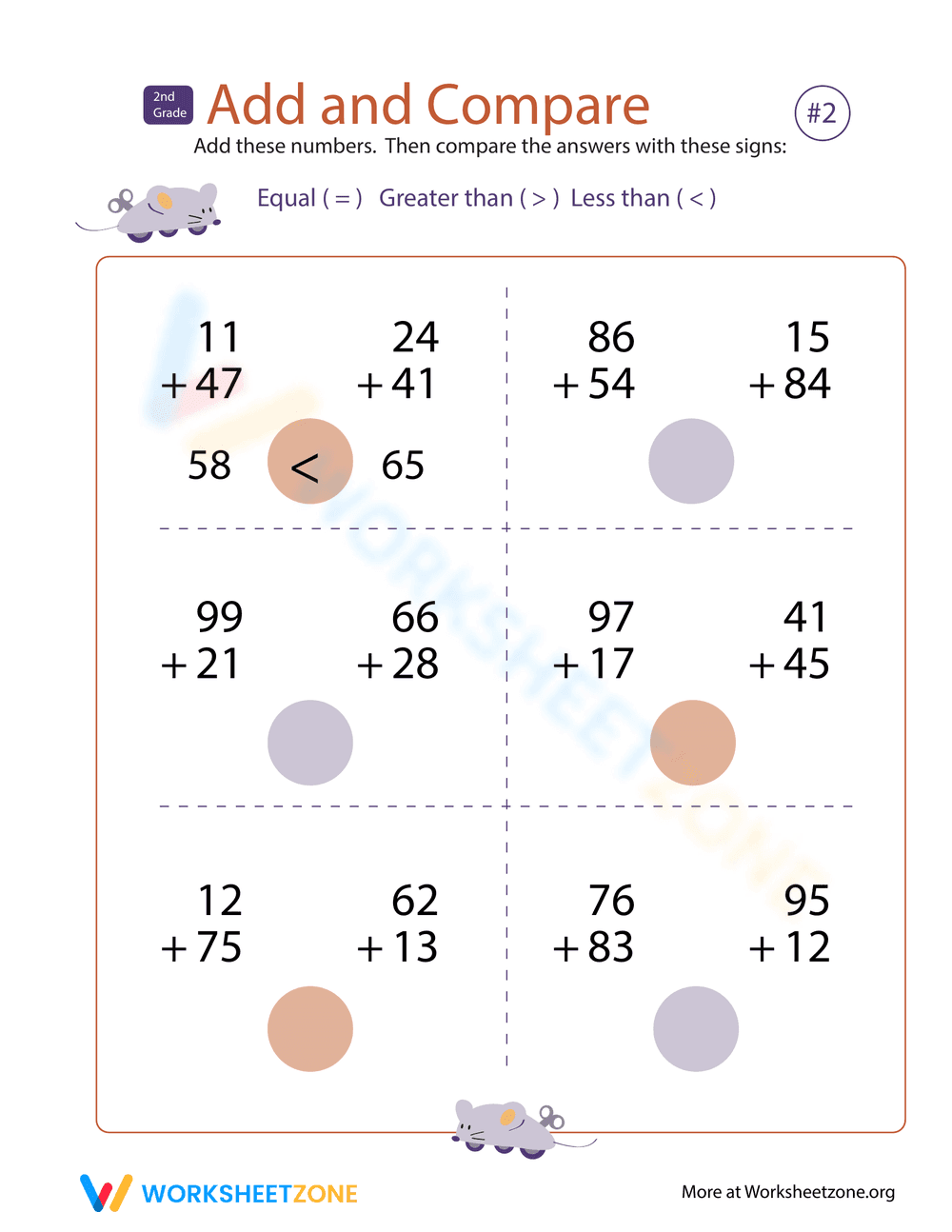Addition and Comparison Worksheet - Page 1