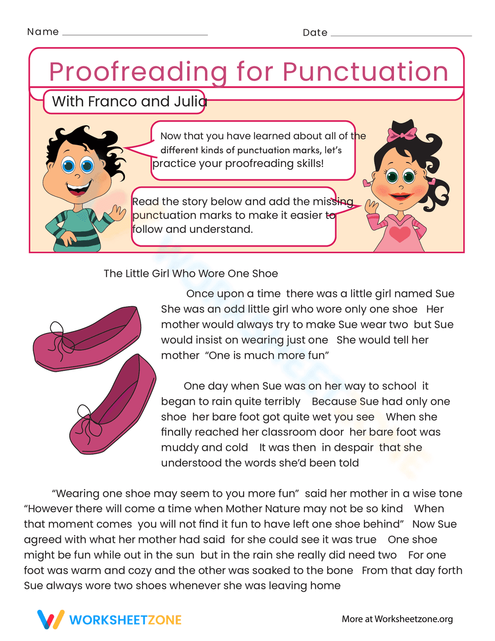 Proofreading for Punctuation Worksheet - Page 1