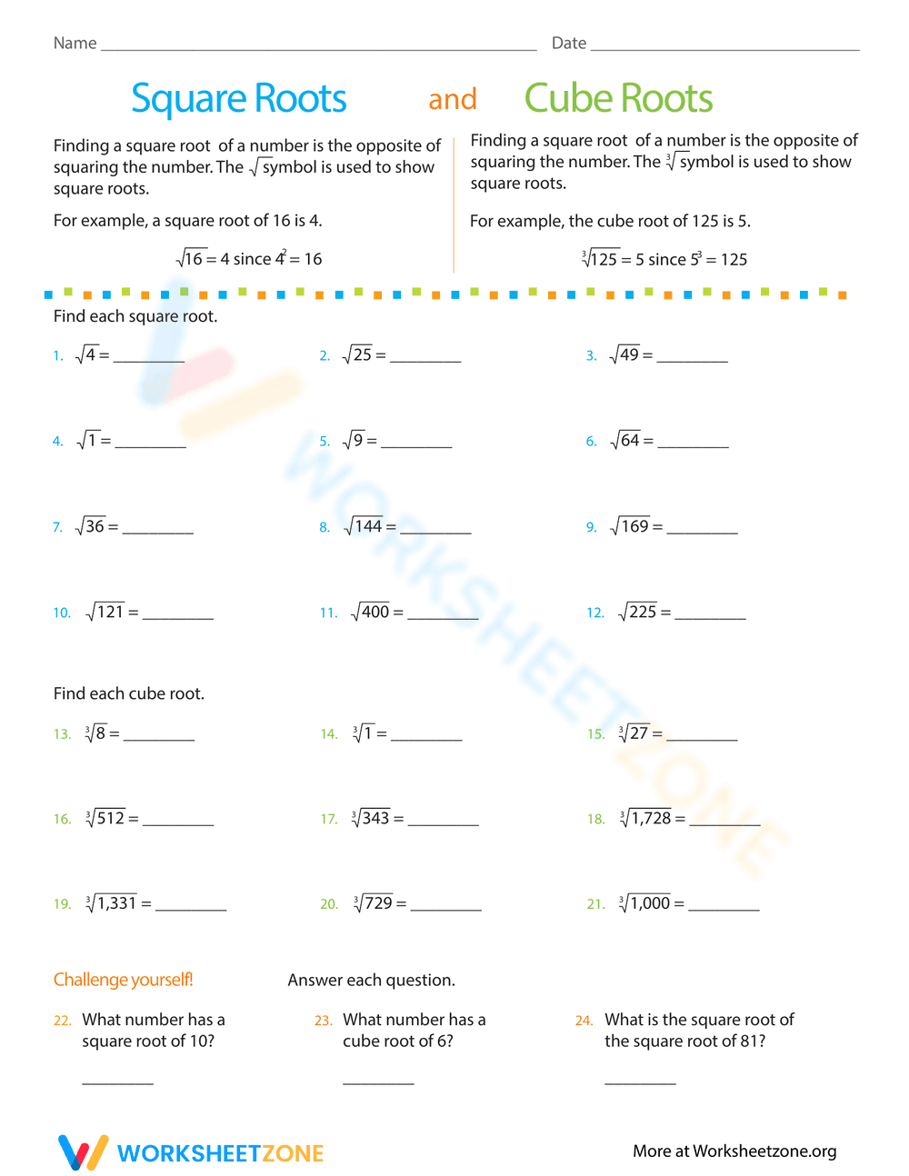 Building Exponents Worksheet - Page 1
