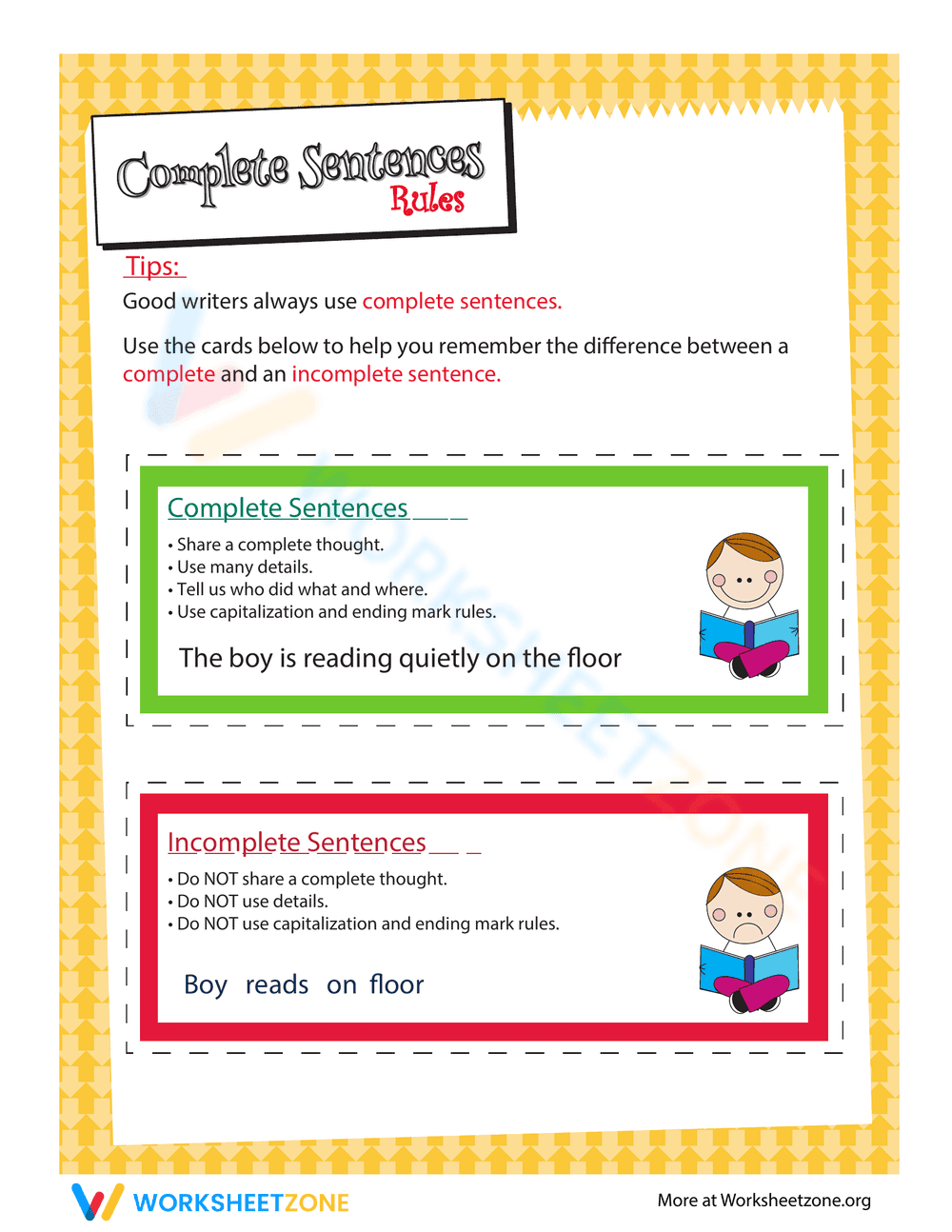 Identify Complete and Incomplete Sentences - Page 1