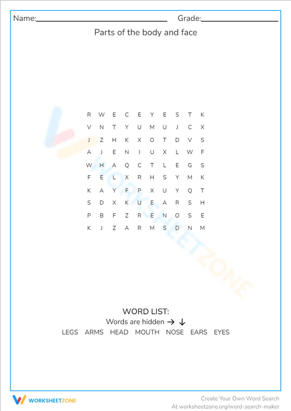 Parts of the body and face - Page 1