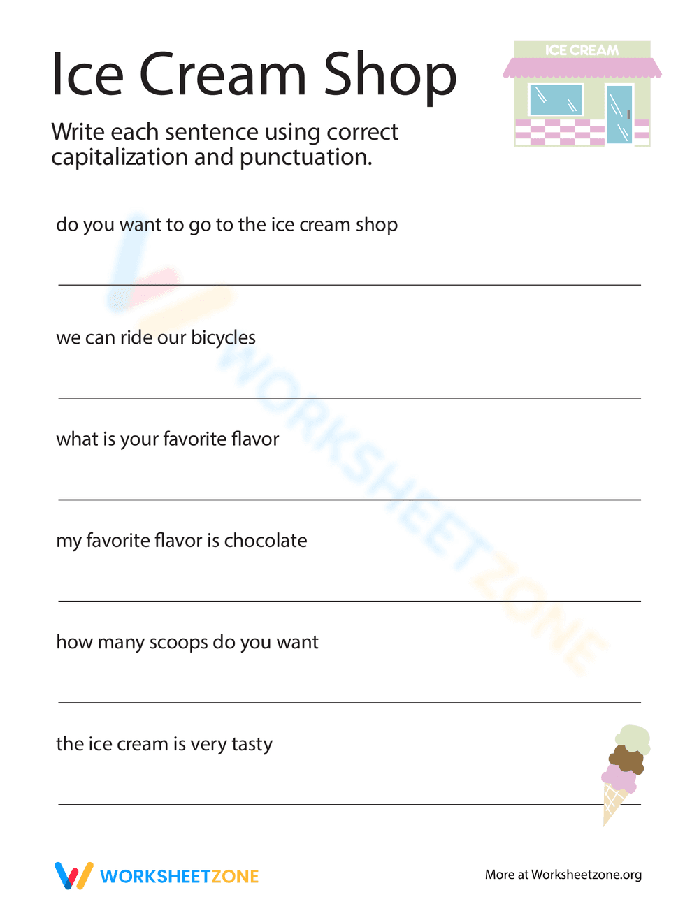 Fix the Sentences: Ice Cream Edition - Page 1