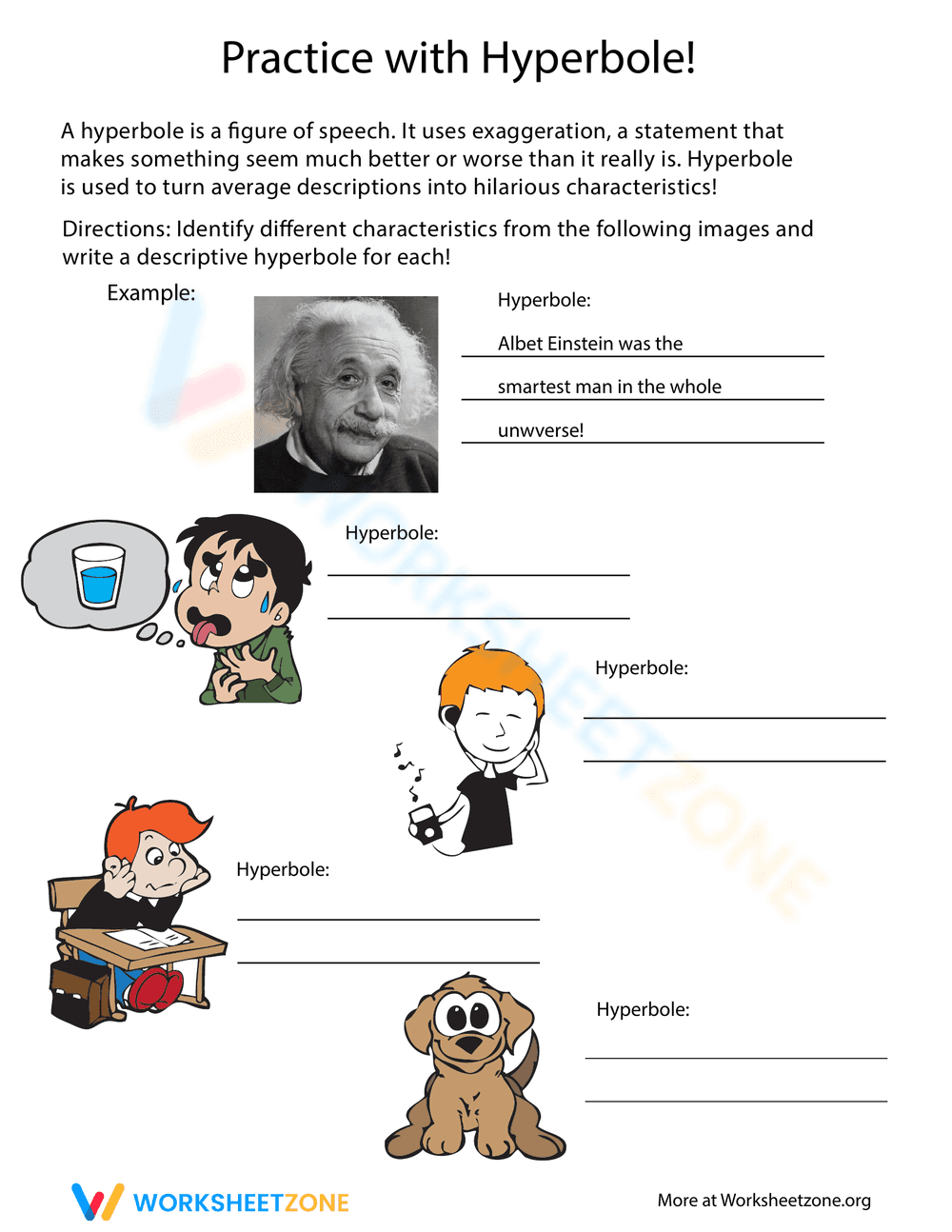 What Is Hyperbole? Worksheet - Page 1