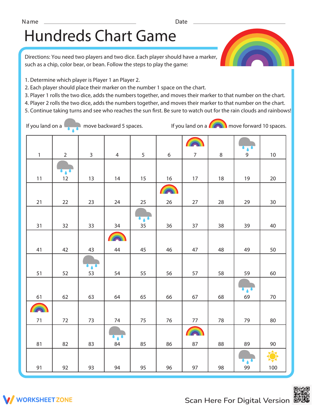 Hundreds Chart Game: Learning Numbers - Page 1