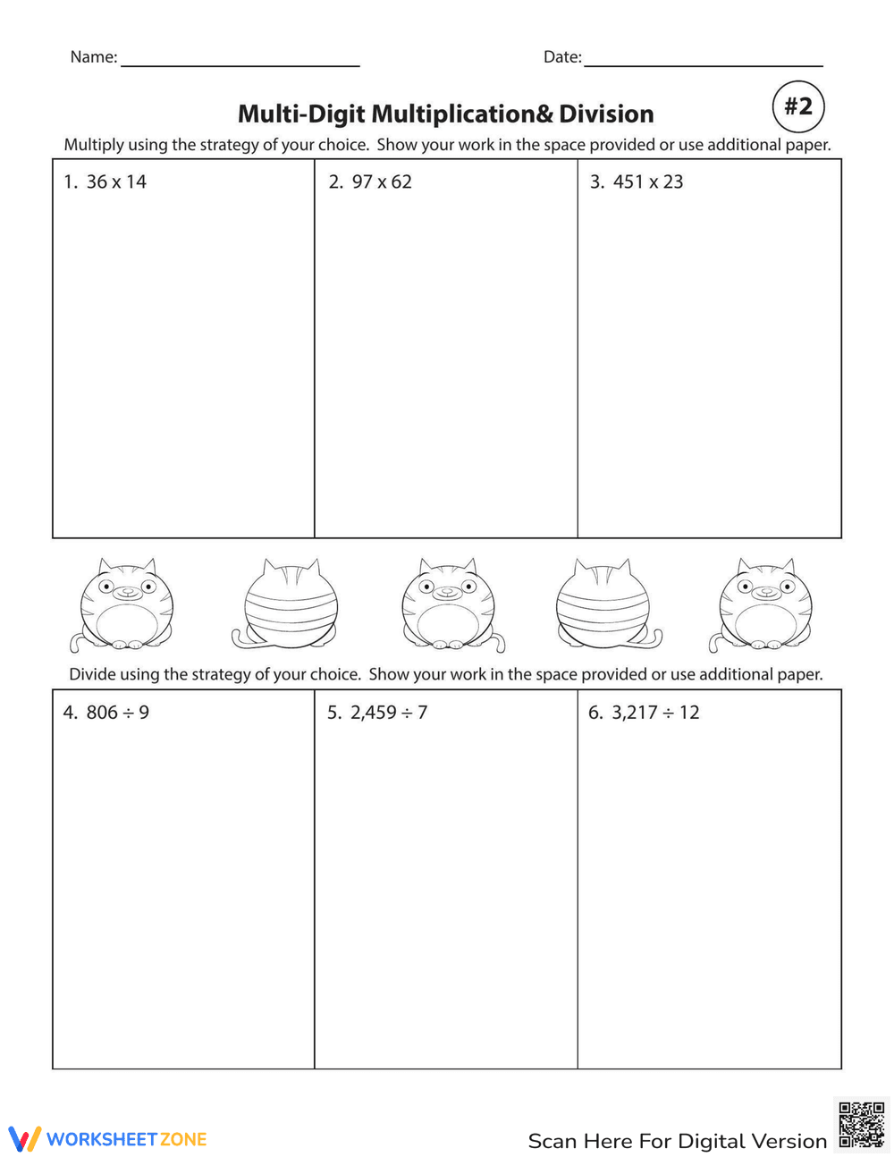 Multi-Digit Multiplication and Division Practice - Page 1