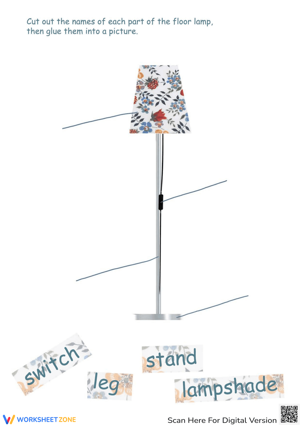 Parts of a Lamp: A Labeling Worksheet - Page 1