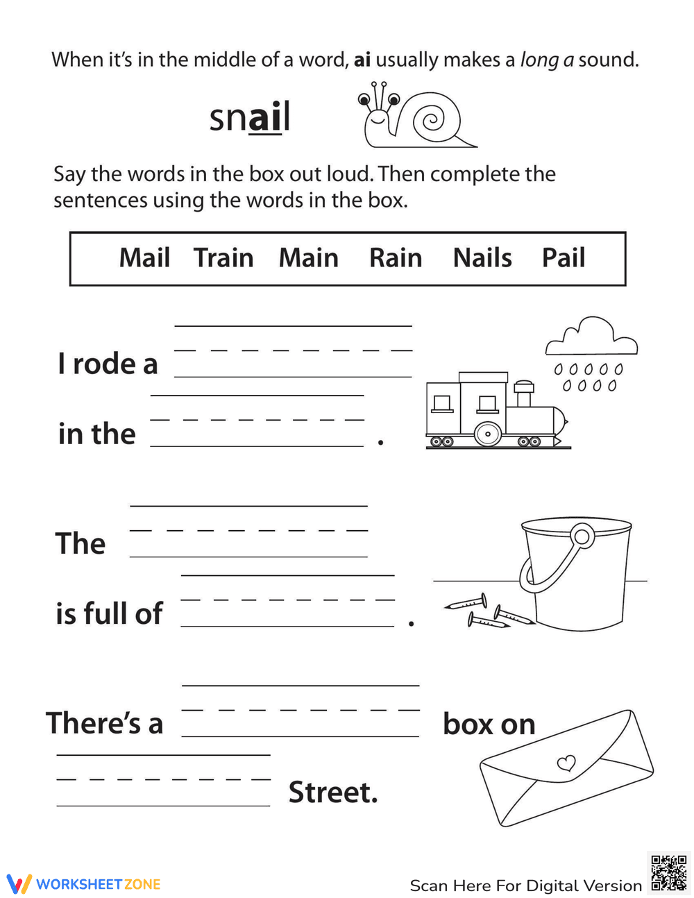 Sounding Out Vowel Pair 'ai' Phonics - Page 1
