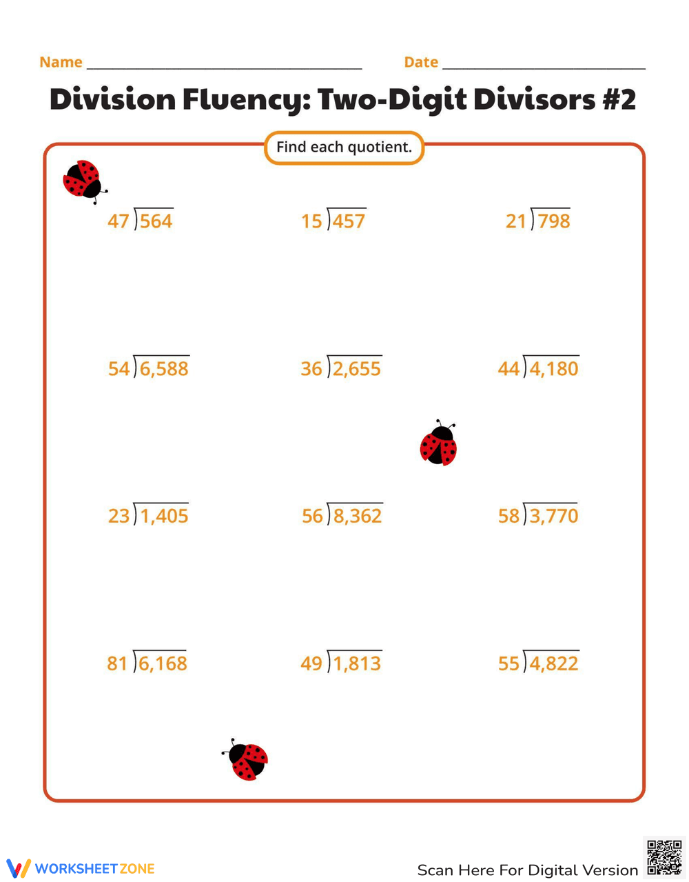 Improve Division Fluency with Two-Digit Divisors - Page 1