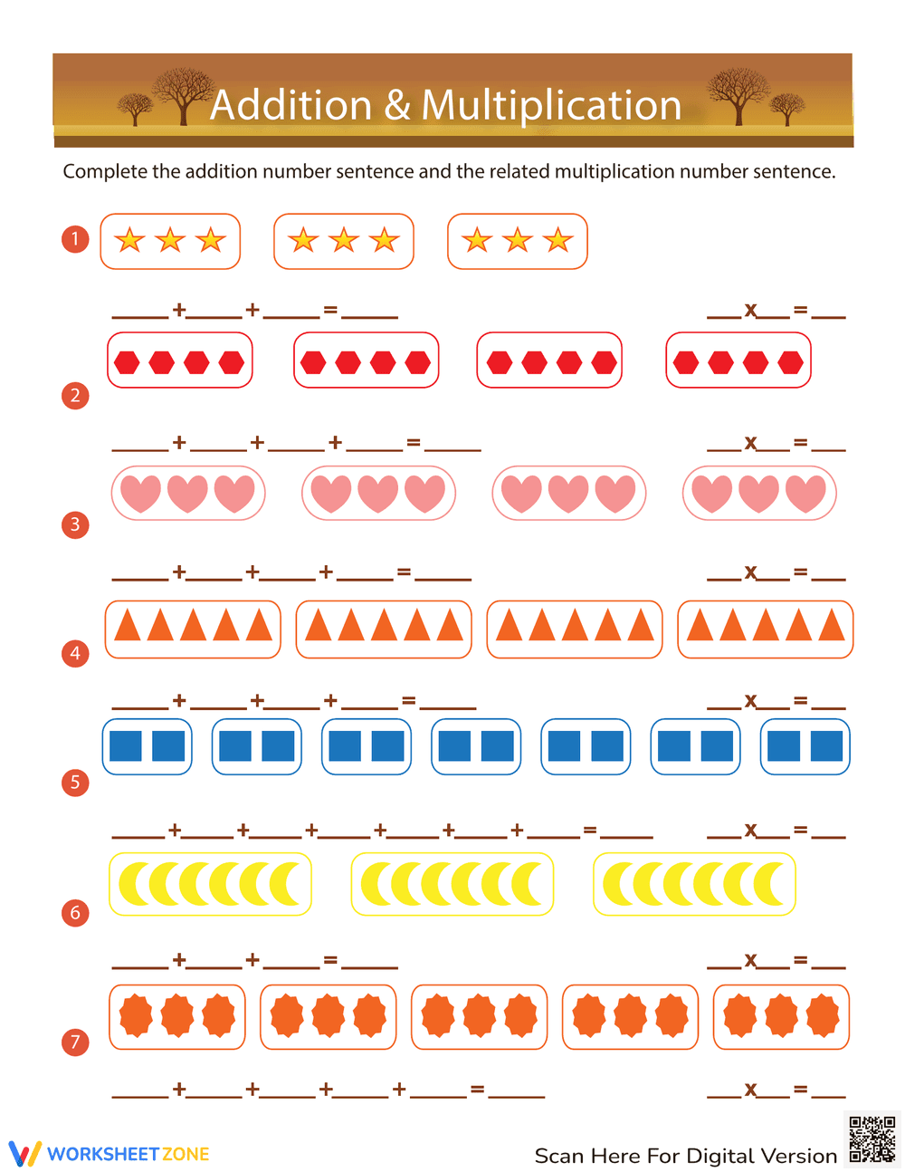 Picture Multiplication Worksheet for Visual Learners - Page 1