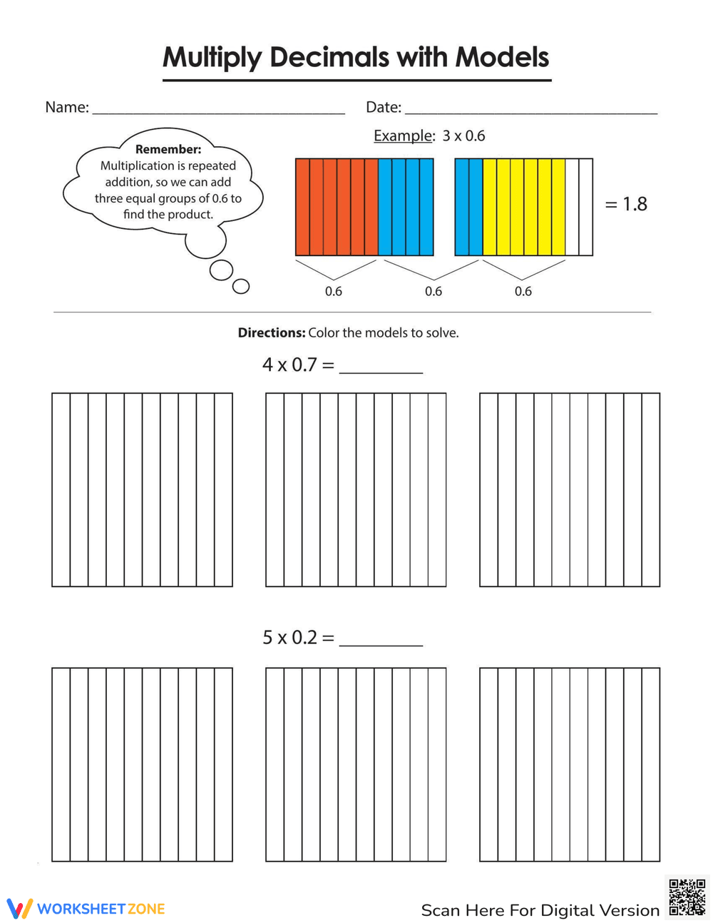 Multiply Decimals with Models: A Visual Approach - Page 1