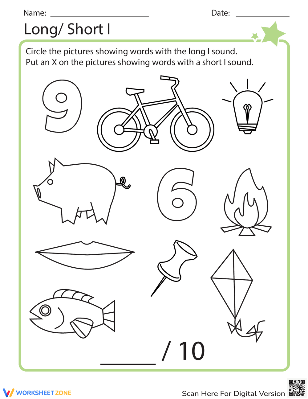 Practice Long and Short I Vowel Sounds - Page 1