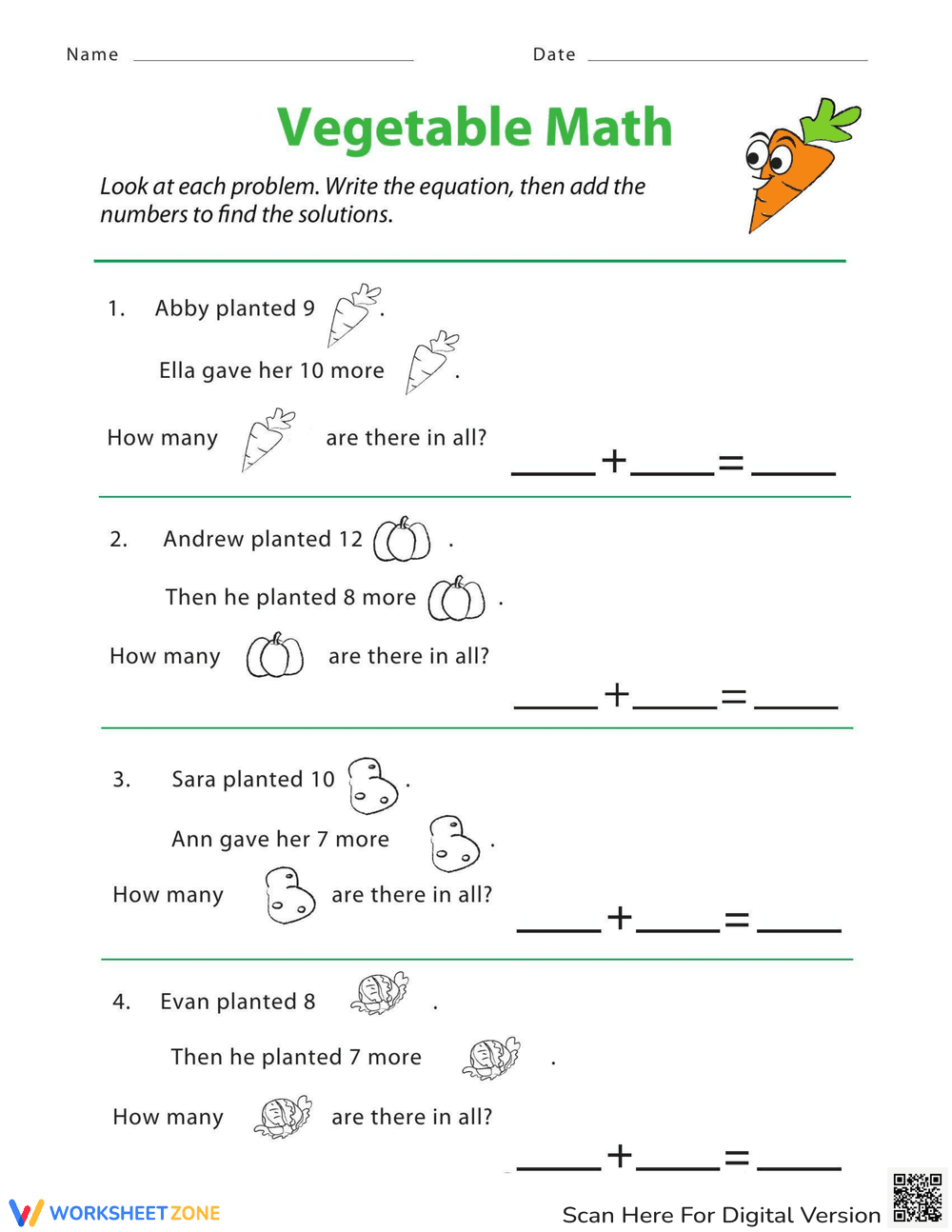 Vegetable Math - Page 1