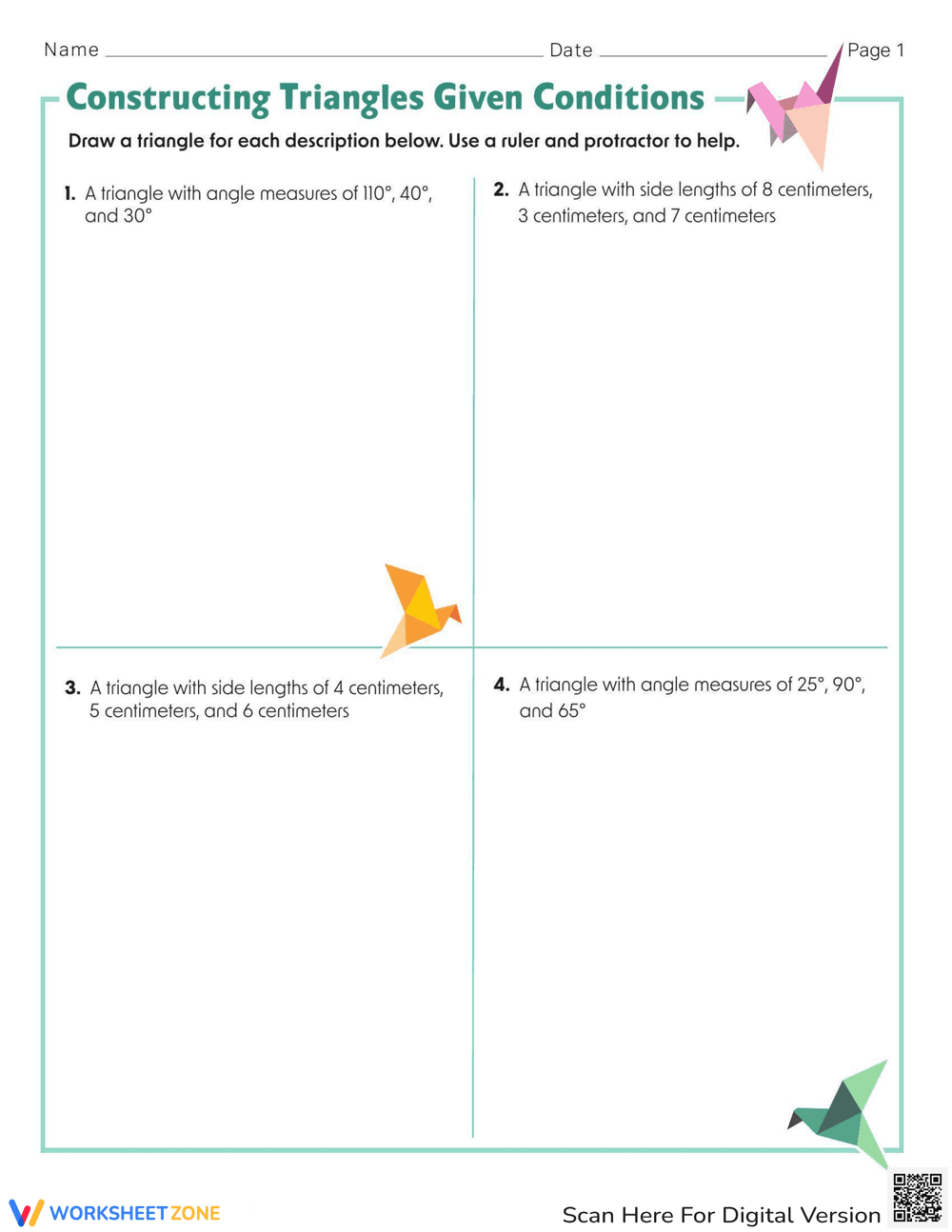Constructing Triangles Given Conditions - Page 1