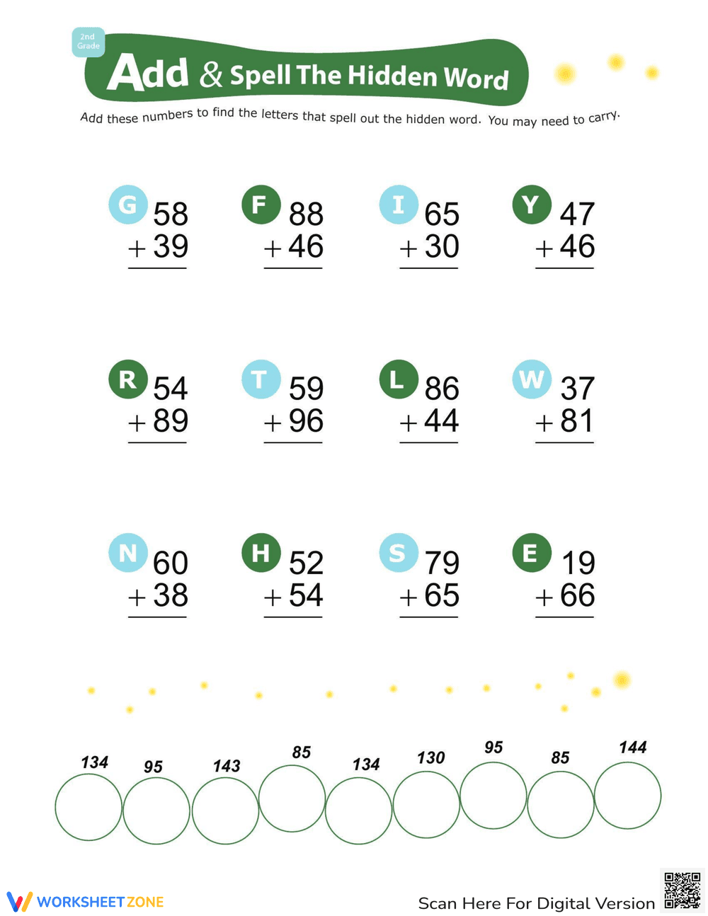 Addition Spell Hidden Word - Page 1