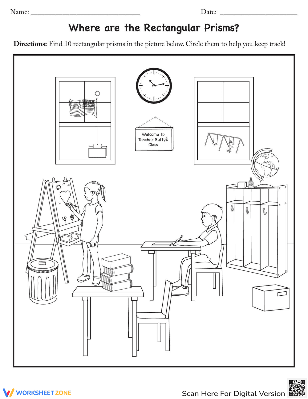 Identifying Rectangular Prisms: Shape Hunt - Page 1