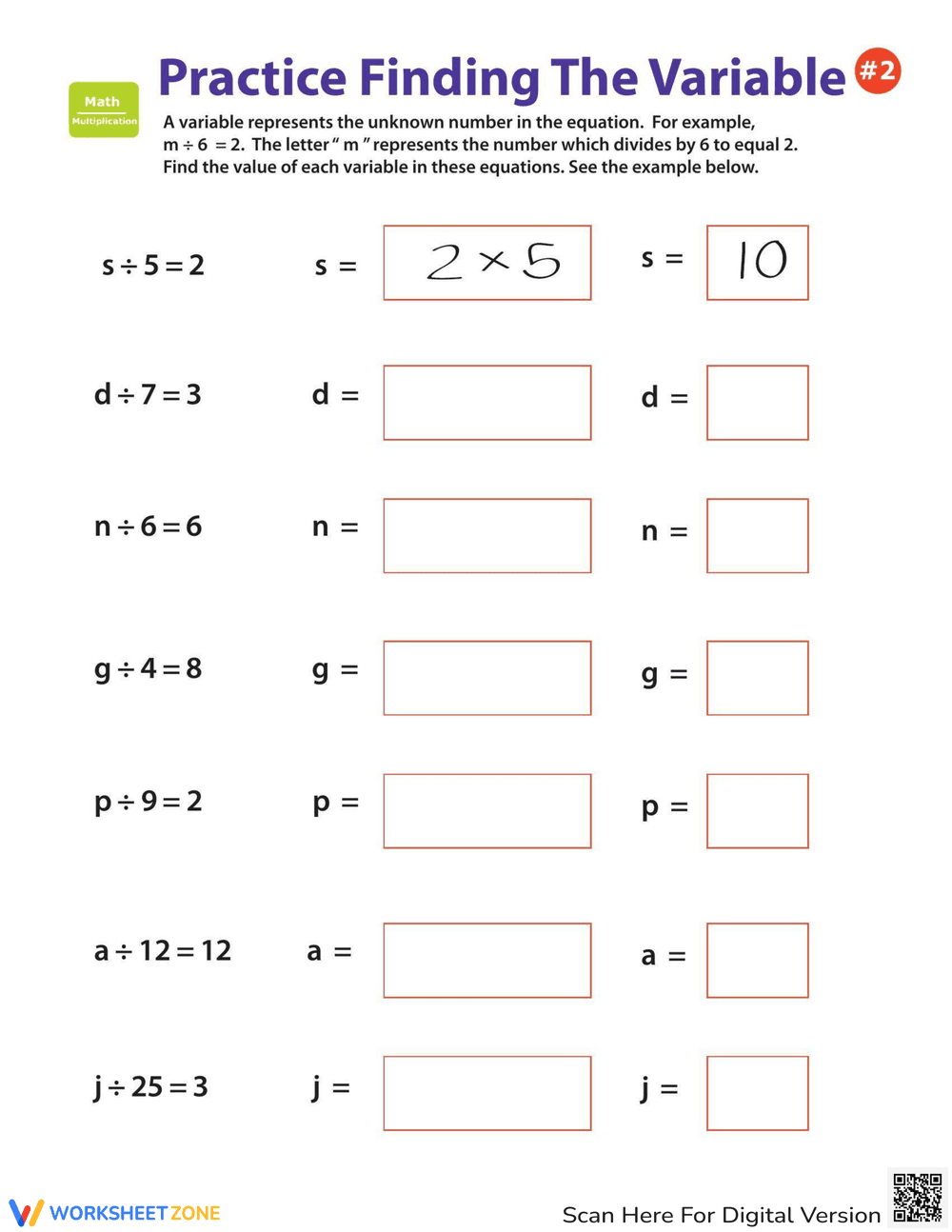Practice Finding the Variable - Page 1