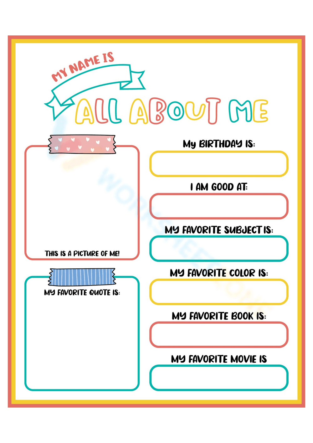 Back to School: All About Me (Elementary) - Page 1