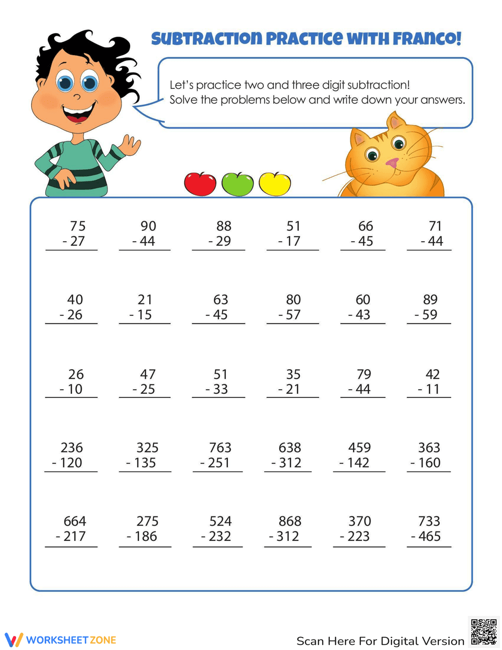 Subtraction Practice - Page 1