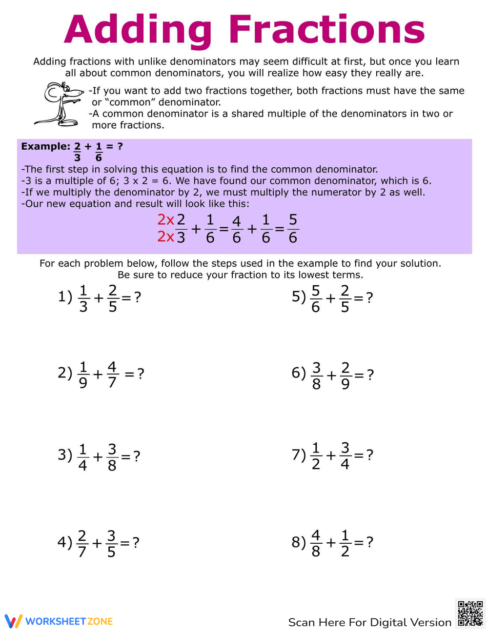 How to Add Fractions - Page 2