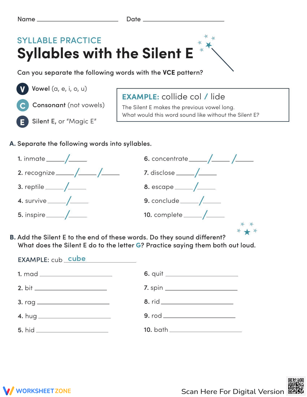 Practice Splitting Syllables - Page 1