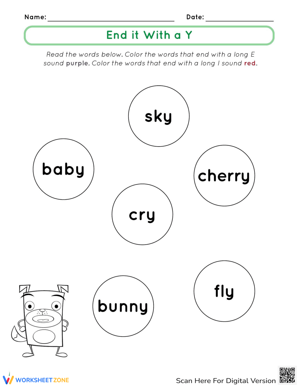 End It With a Y Practice - Page 1