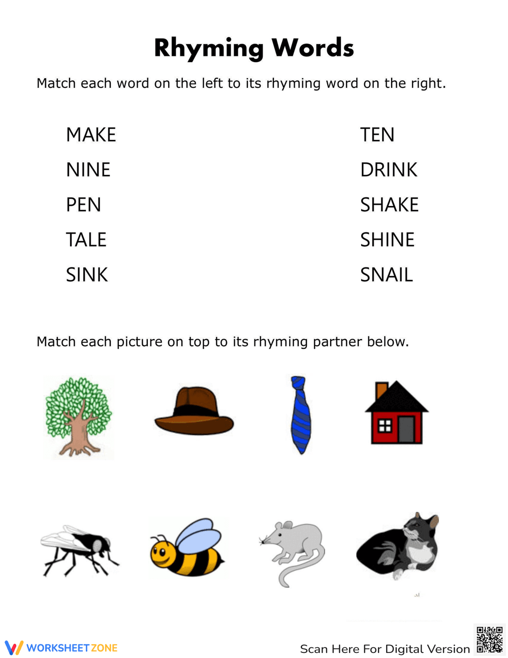 Practice Finding Rhyming Words - Page 1
