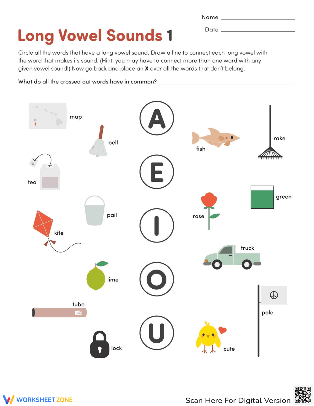 Exploring Long Vowel Sounds Worksheet - Page 1