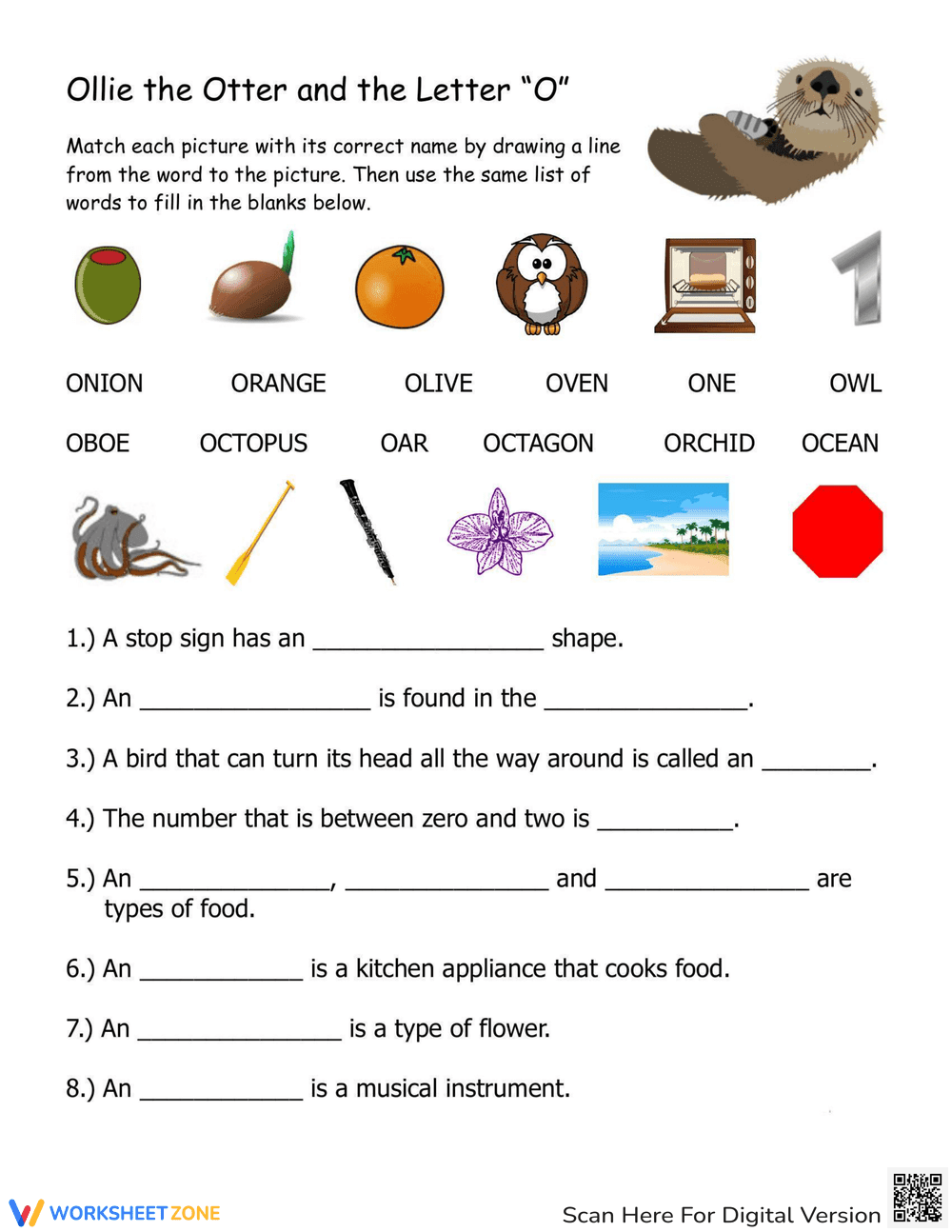 Explore Words That Begin With O Worksheet - Page 1