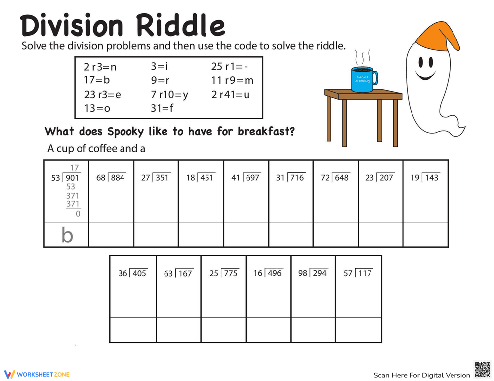 Division Riddle Worksheet - Page 1