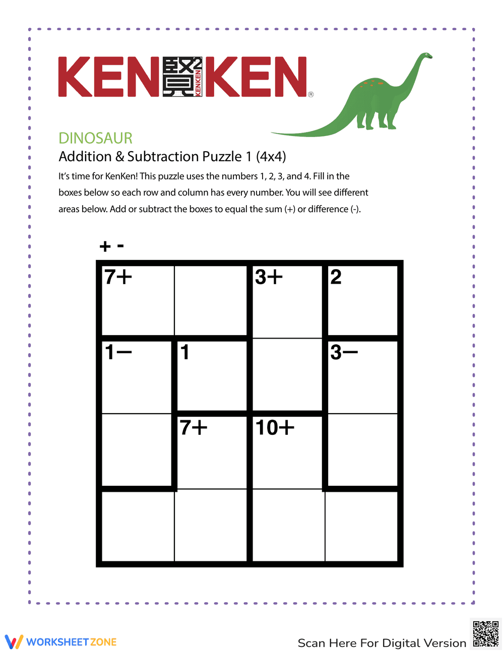 KenKen: Dinosaur - Page 1