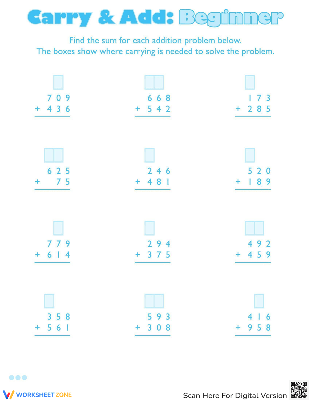 Addition with Carrying Easy Method - Page 1