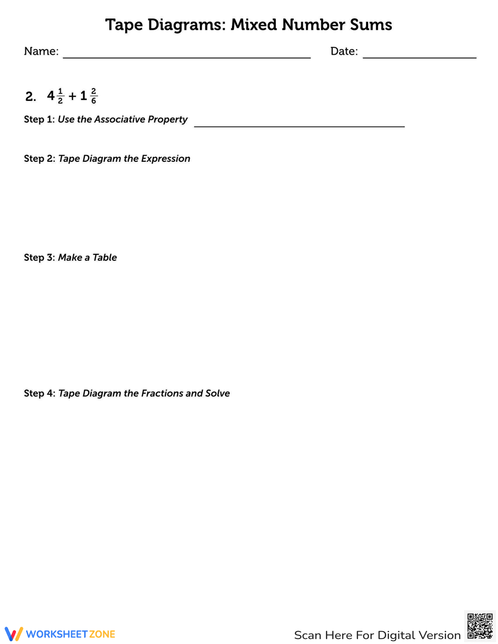 Fractions with Tape Diagrams Worksheet - Page 3