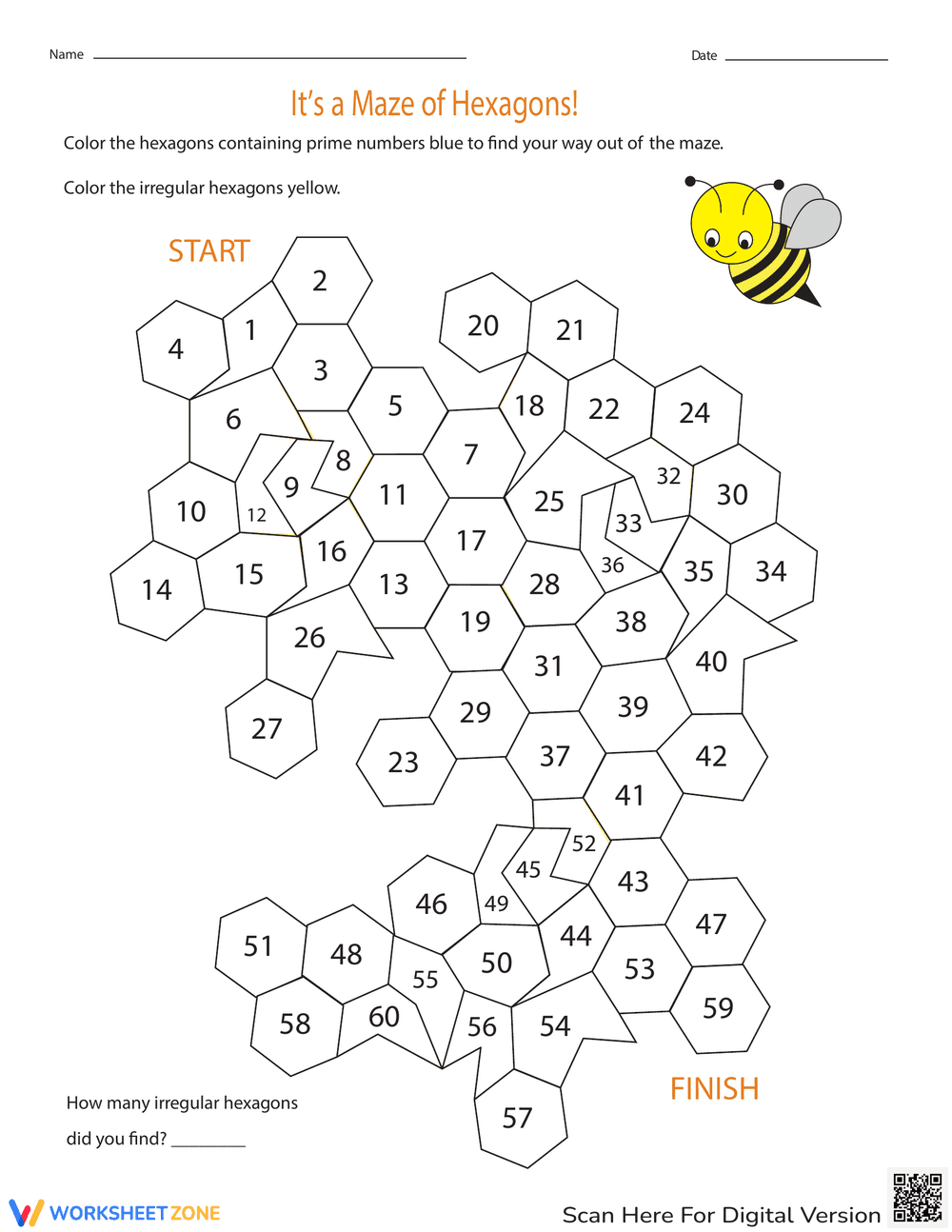It's a Maze of Hexagons Worksheet - Page 1