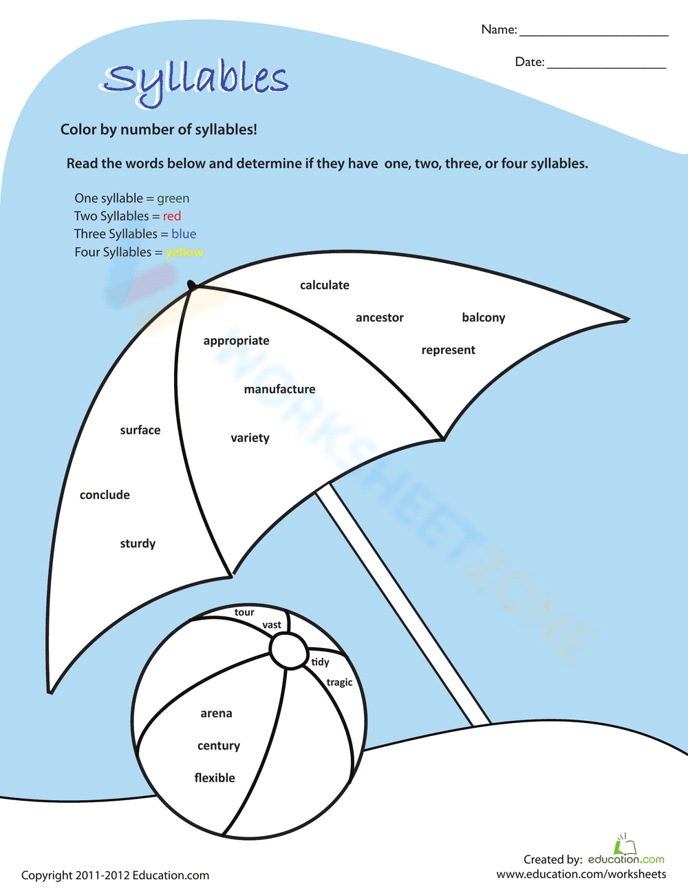 Practice with Syllables Worksheet - Page 1