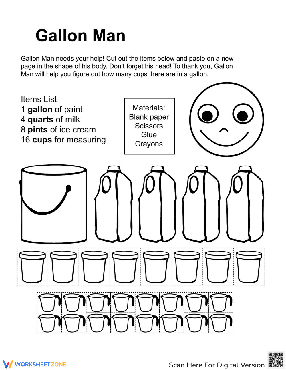 Gallon Man Measurement Worksheet - Page 1