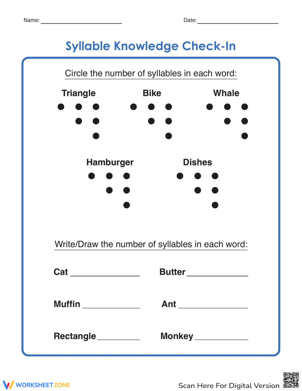 Syllable Check-In: Knowledge Assessment - Page 1