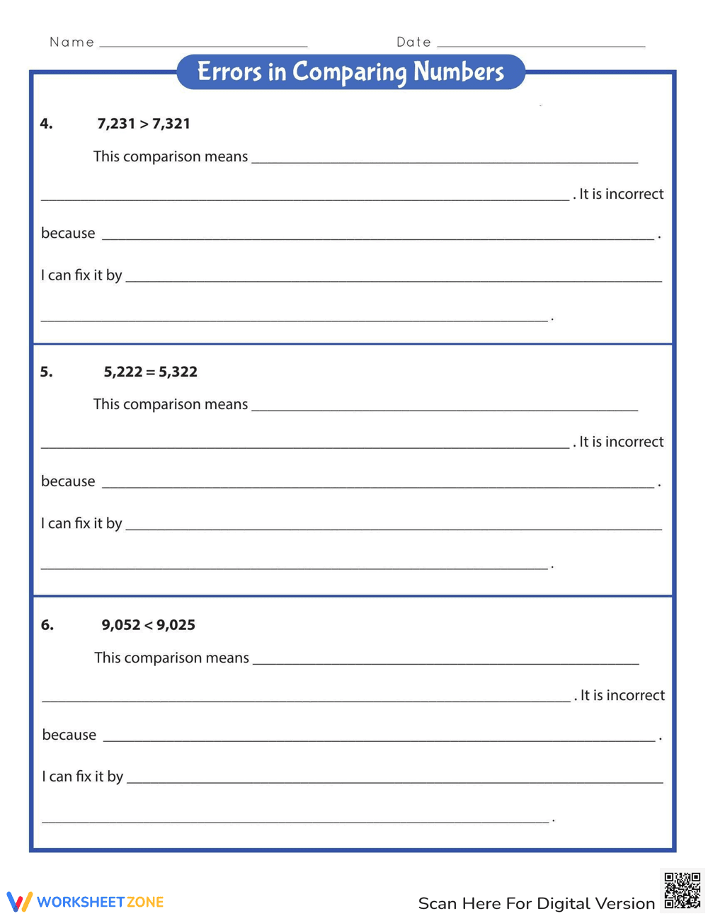 Errors in Comparing Numbers - Page 2