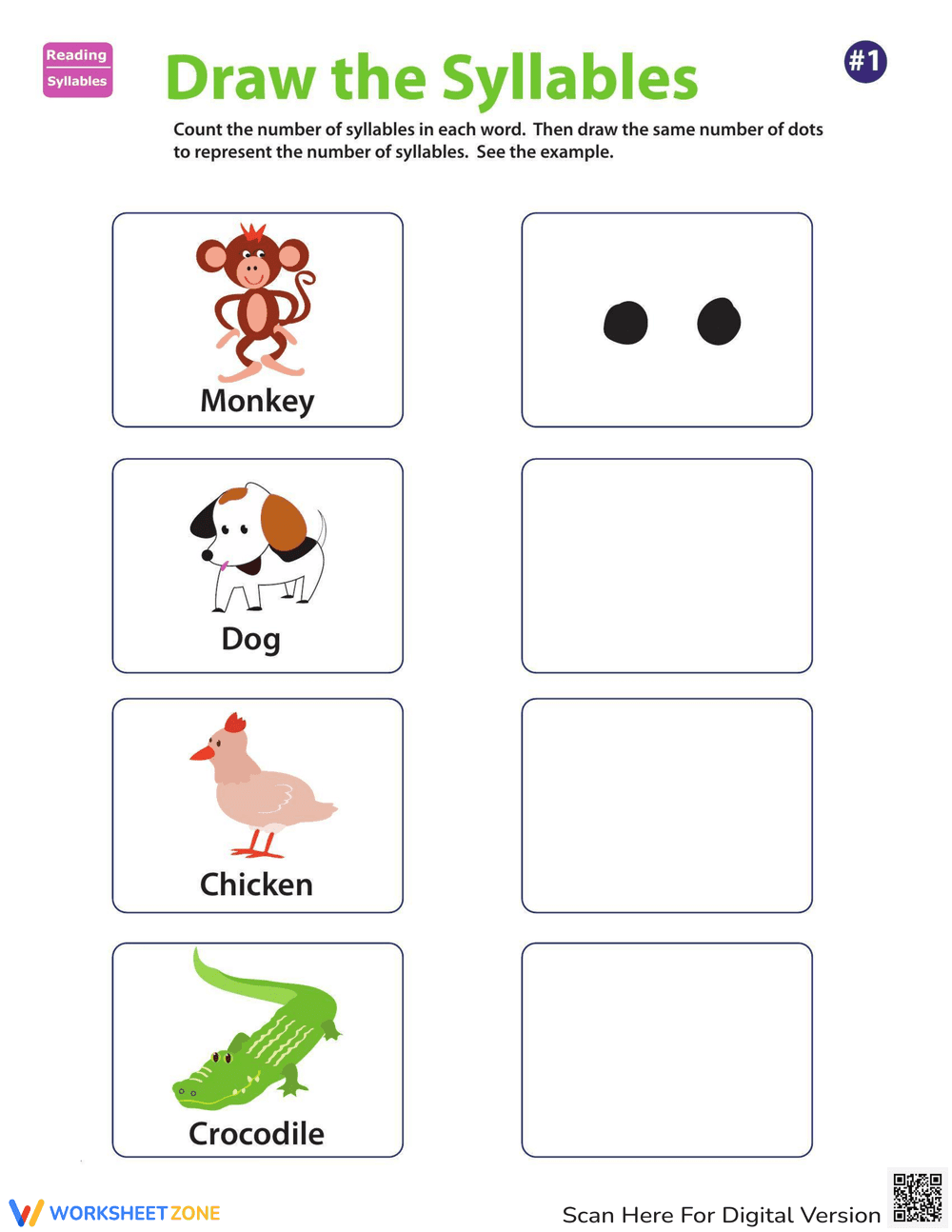 Practice Animal Syllables - Page 1