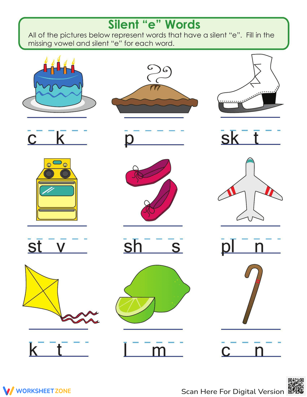 Silent E Word Play Worksheet - Page 1