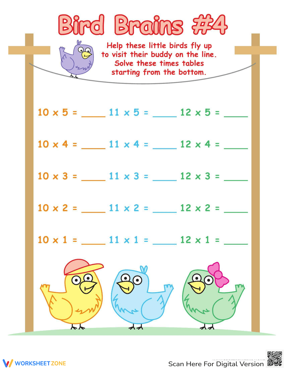 Times Table Practice with Birds - Page 1