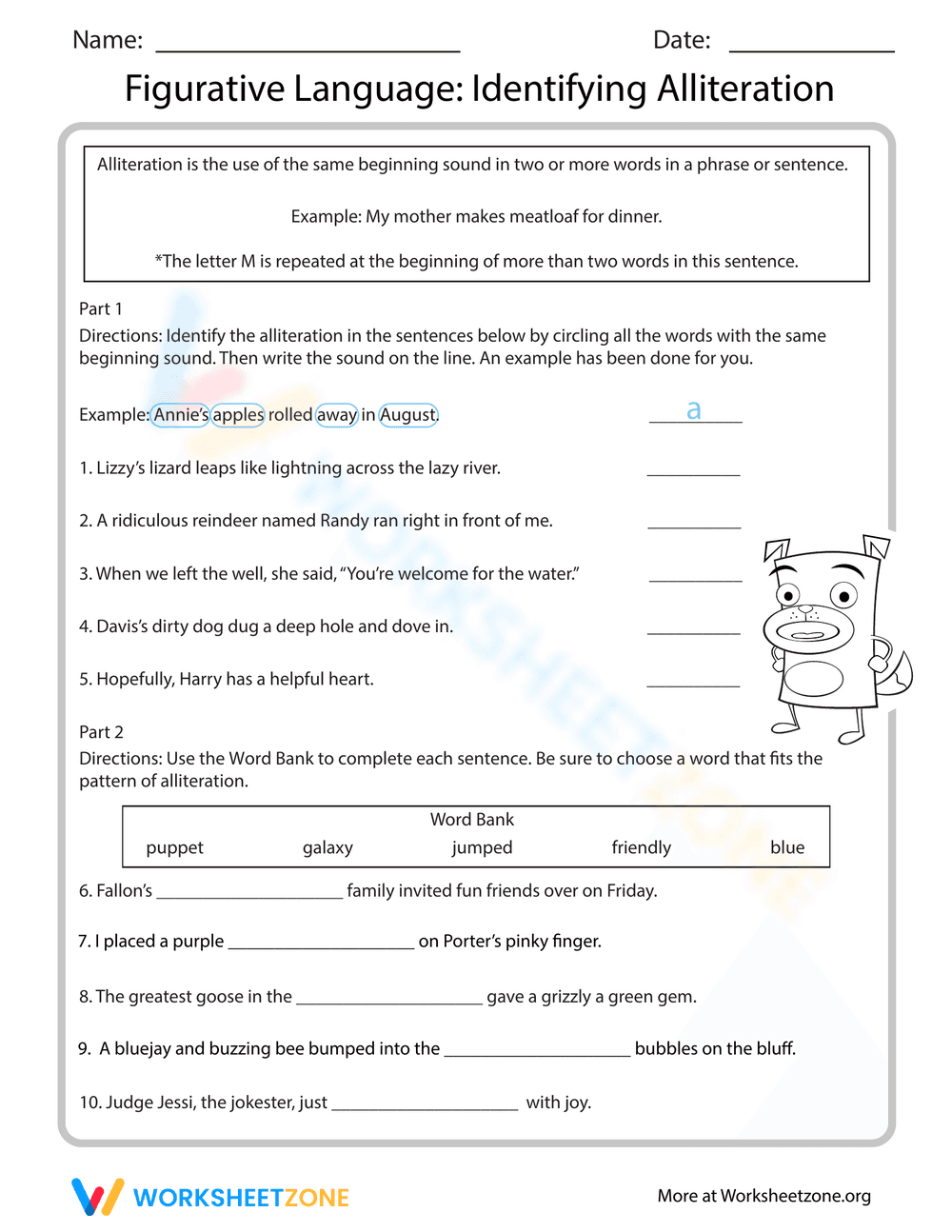 Identifying Alliteration: Figurative Language - Page 1