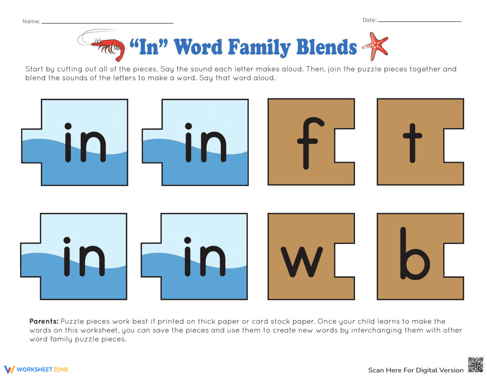 "In" Word Family Blends - Page 1