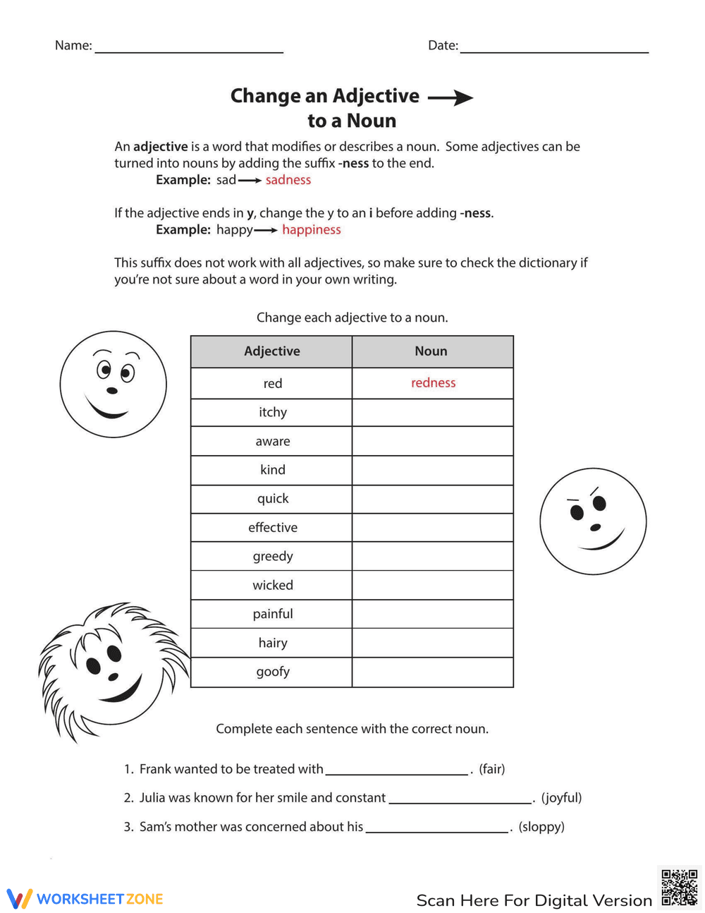 Change an Adjective Grammar Worksheet - Page 2