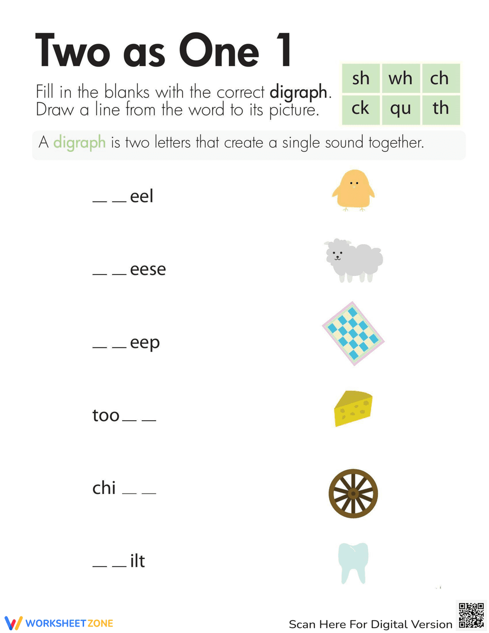 Digraphs Worksheet - Page 1
