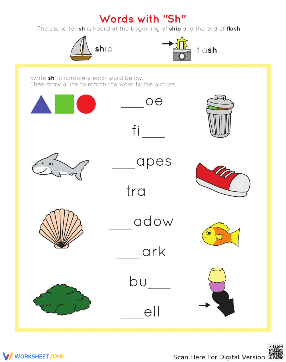 Sounding Out: Digraph SH Worksheet - Page 1