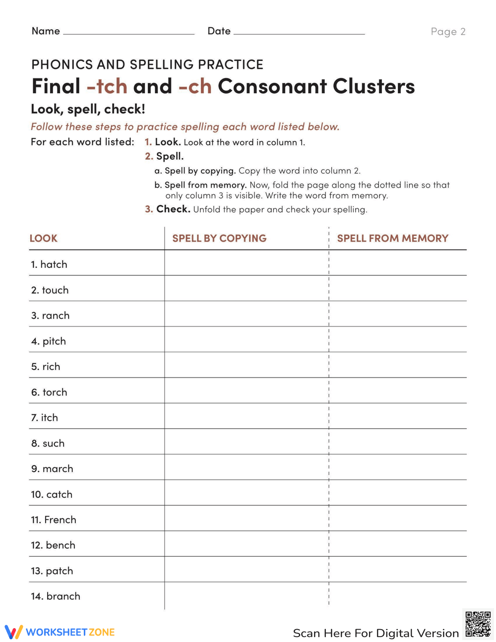 Phonics: CH and TCH Consonant Clusters - Page 2